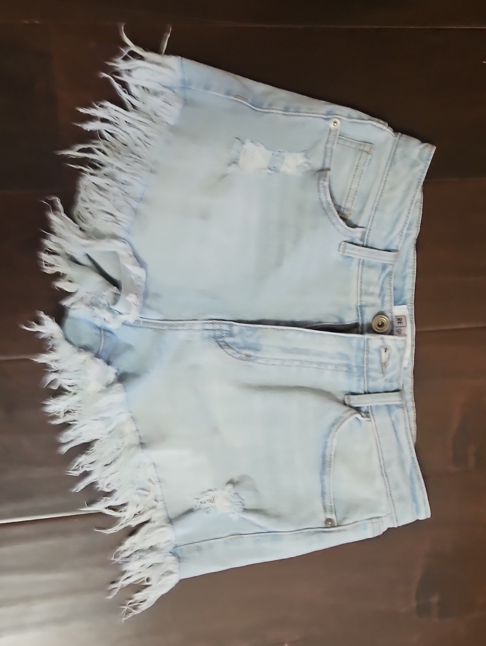 Light Blue Distressed Frayed Hem Denim Shorts